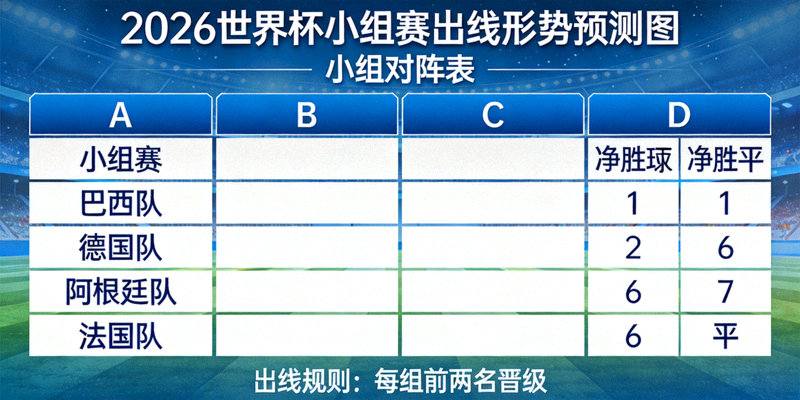 2026世界杯小组赛出线形势预测图 - 小组对阵表